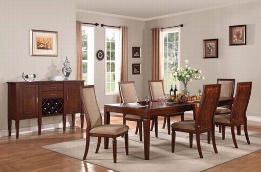 SHELTON DINNING SET - WALNUT FINISH  (7 PCS, Table, 6 - Side Chairs)