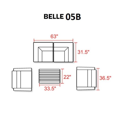 Belle 5 Piece Seating Group  By TK Classics - Image 13